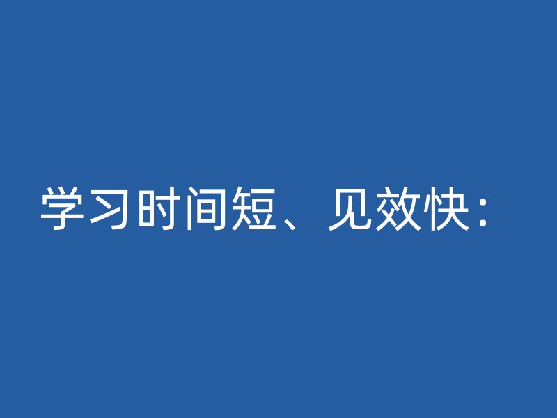 学习时间短、见效快：