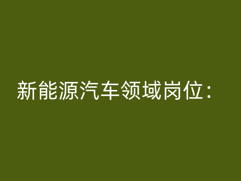 新能源汽车领域岗位：