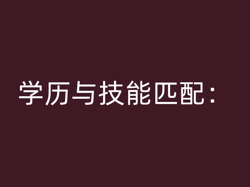 学历与技能匹配：