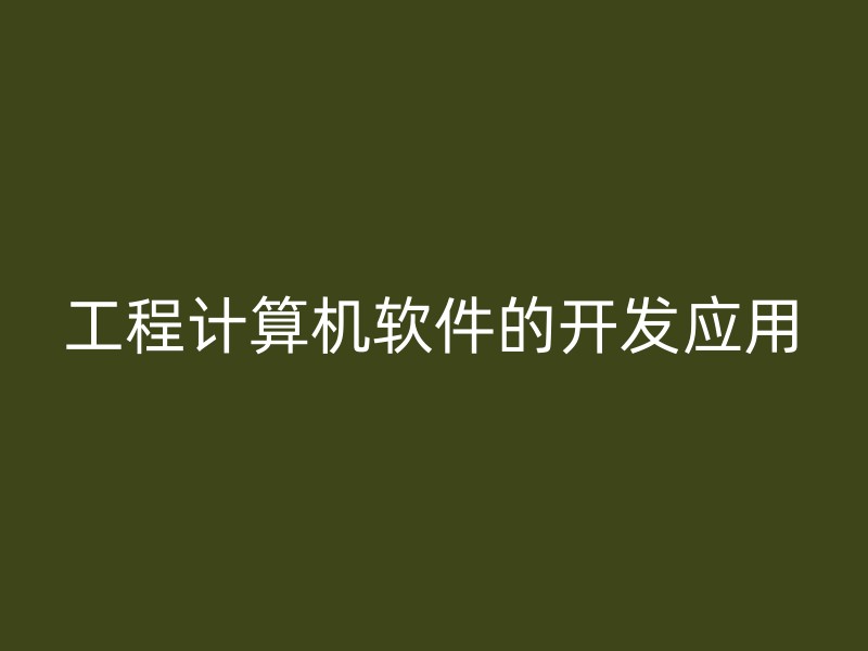 工程计算机软件的开发应用