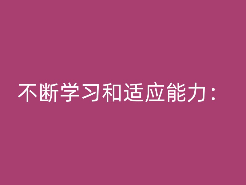 不断学习和适应能力：