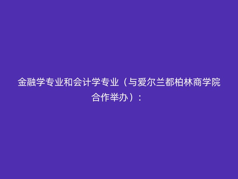 金融学专业和会计学专业（与爱尔兰都柏林商学院合作举办）：