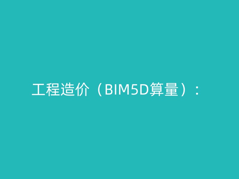 工程造价（BIM5D算量）：