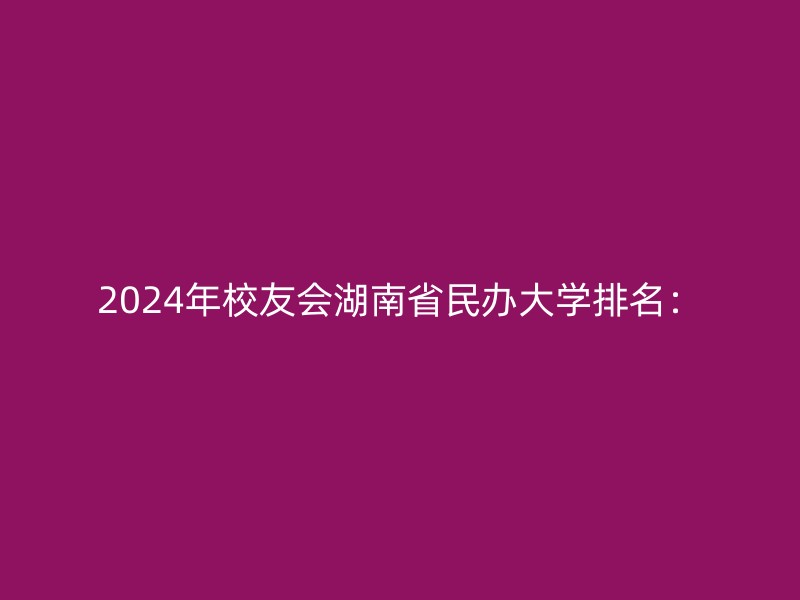 2024年校友会湖南省民办大学排名：