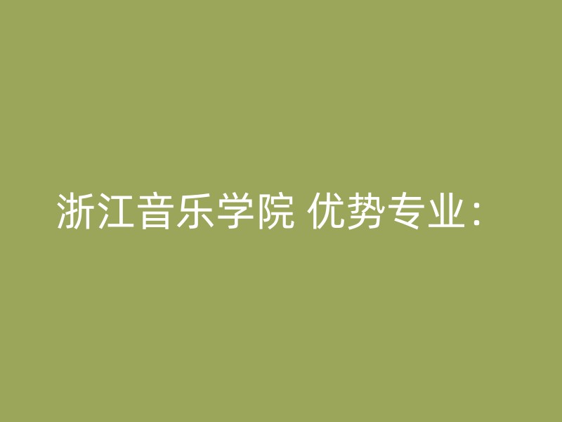 浙江音乐学院 优势专业：