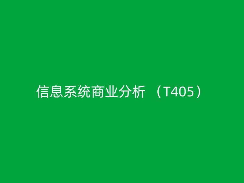 信息系统商业分析 （T405）