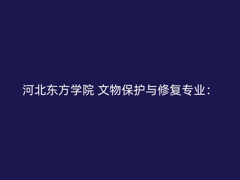 河北东方学院 文物保护与修复专业：