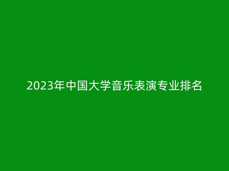 2023年中国大学音乐表演专业排名