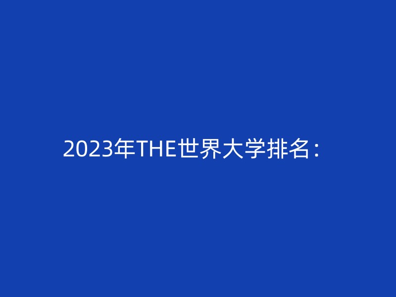 2023年THE世界大学排名：