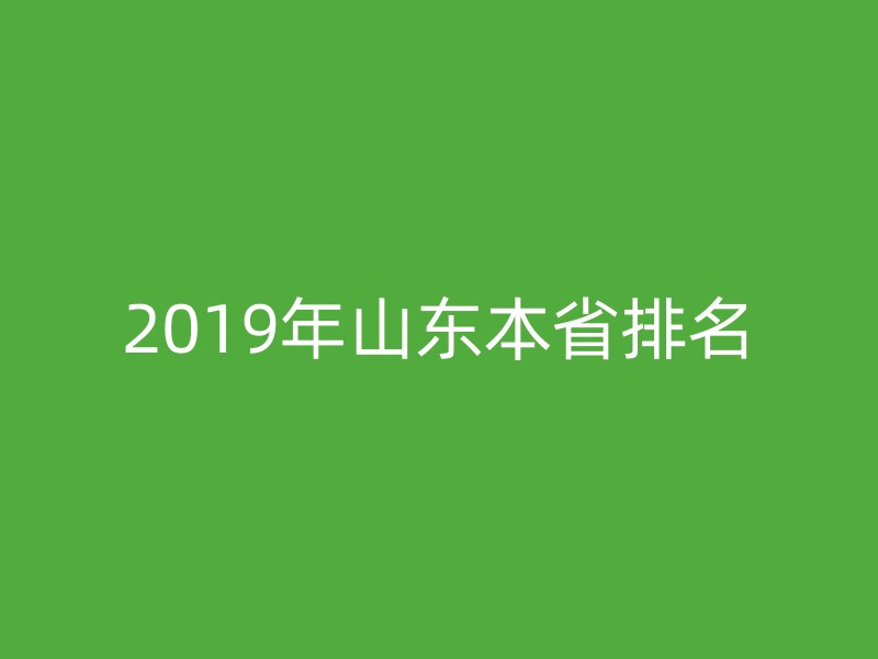 2019年山东本省排名