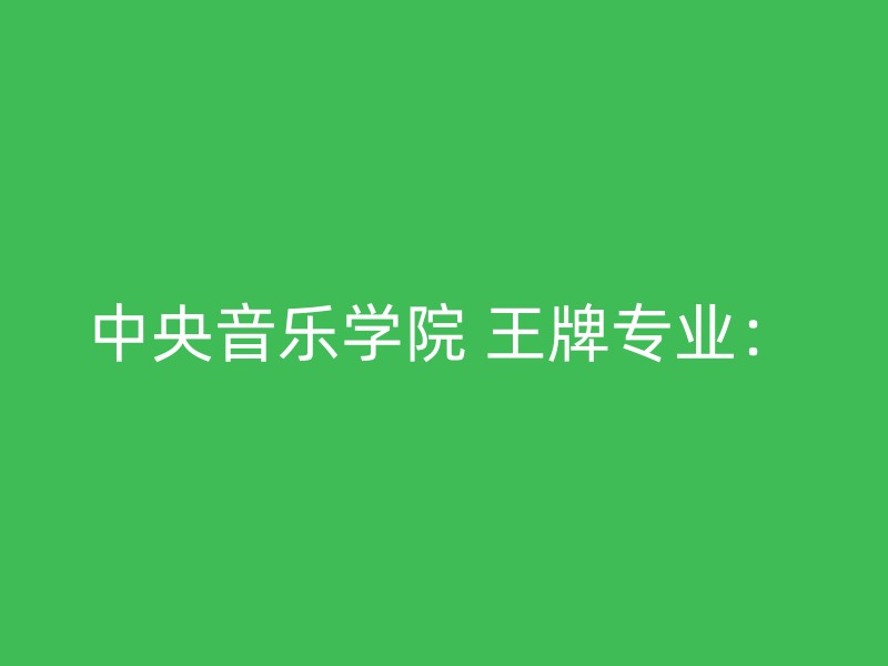 中央音乐学院 王牌专业：