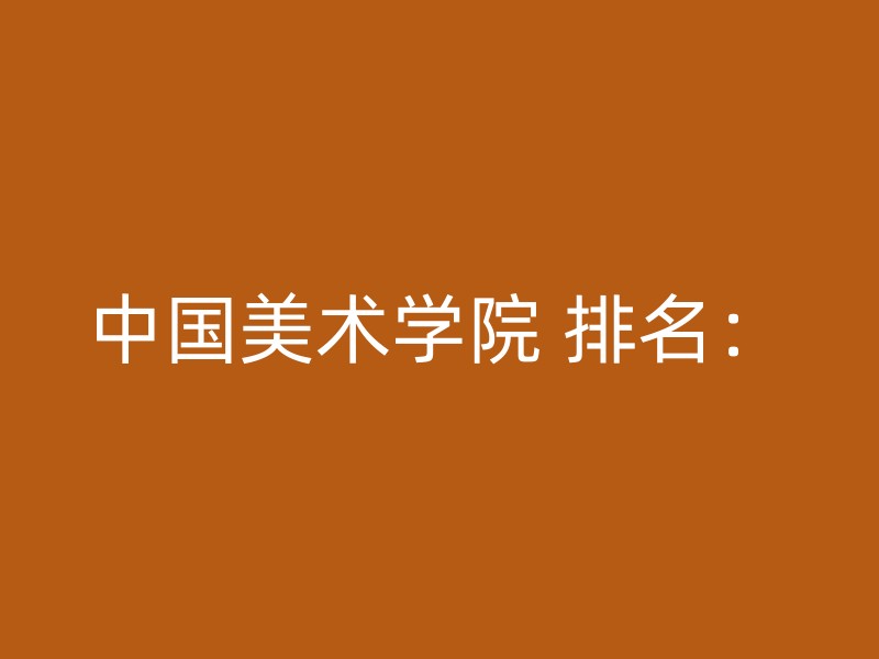 中国美术学院 排名：