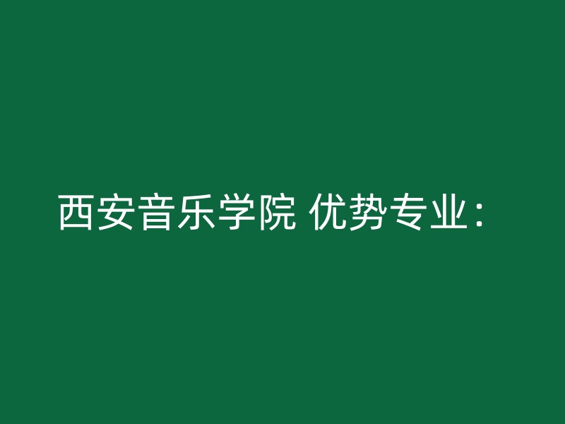 西安音乐学院 优势专业：