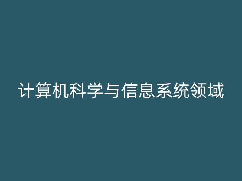 计算机科学与信息系统领域