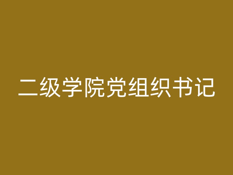 二级学院党组织书记