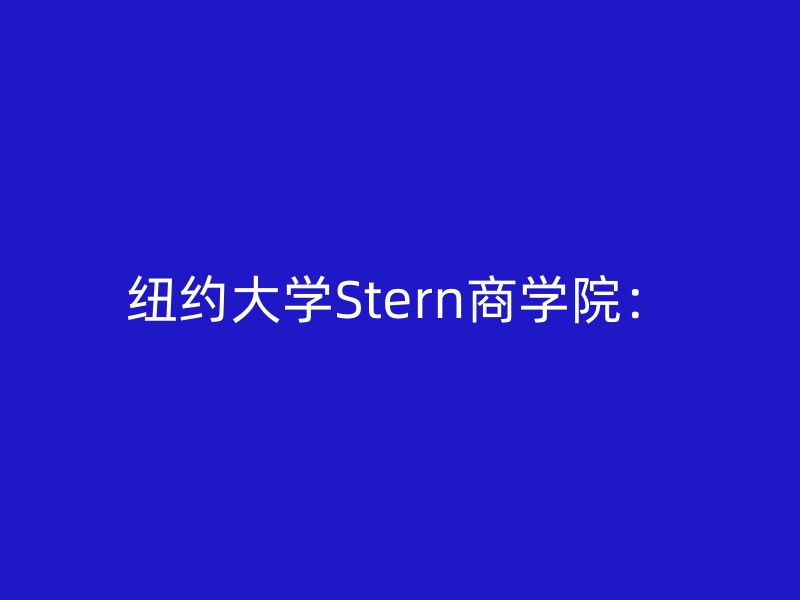 纽约大学Stern商学院：