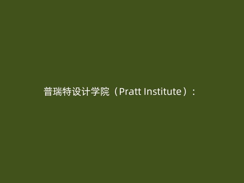 普瑞特设计学院（Pratt Institute）：