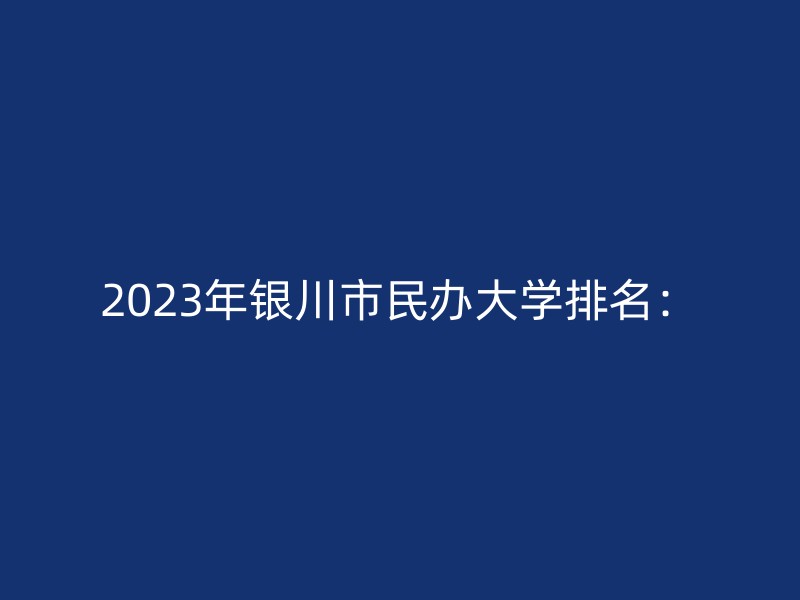 2023年银川市民办大学排名：