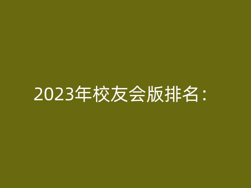 2023年校友会版排名：