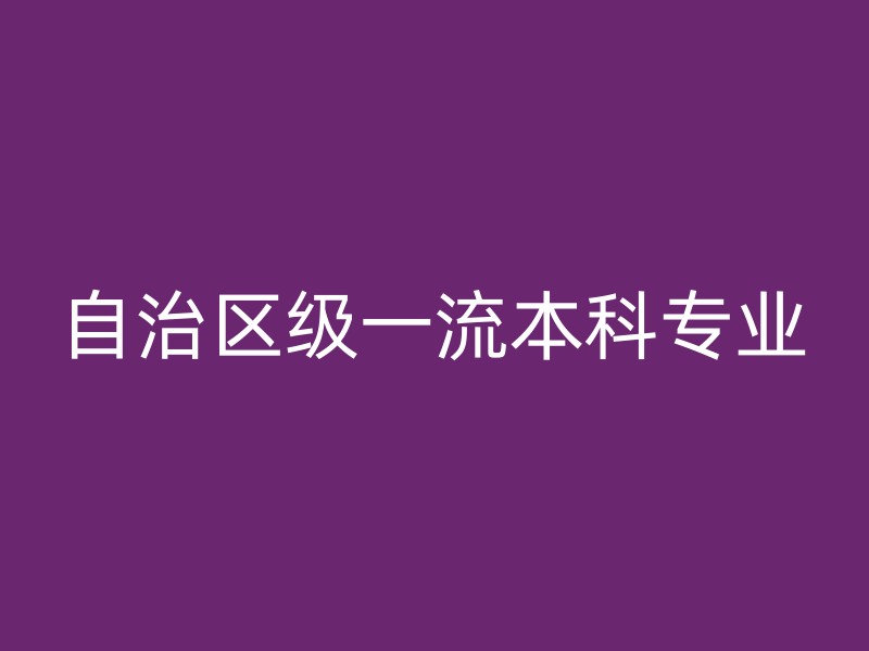 自治区级一流本科专业