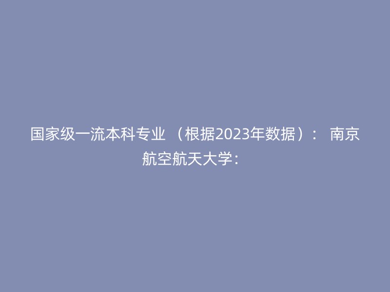 国家级一流本科专业 （根据2023年数据）： 南京航空航天大学：