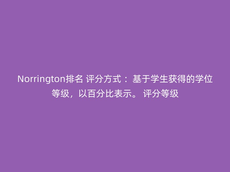 Norrington排名 评分方式 ：基于学生获得的学位等级，以百分比表示。 评分等级