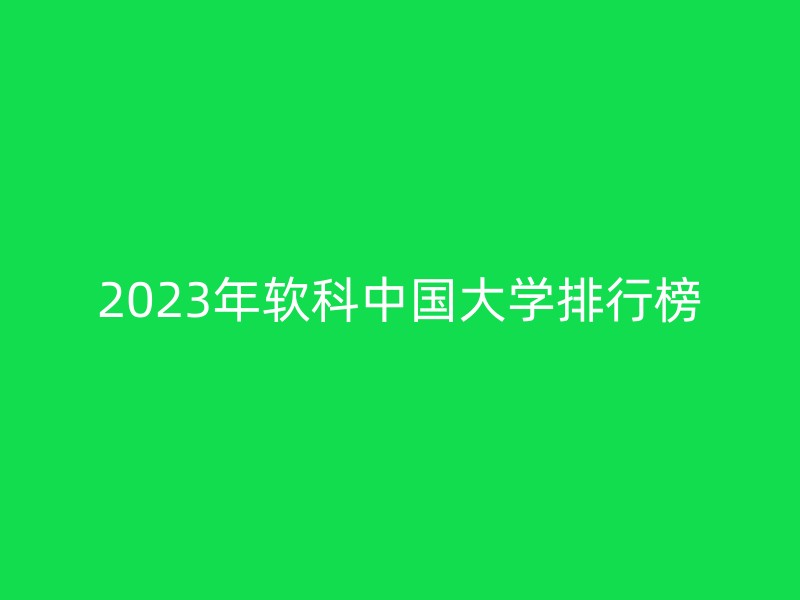 2023年软科中国大学排行榜