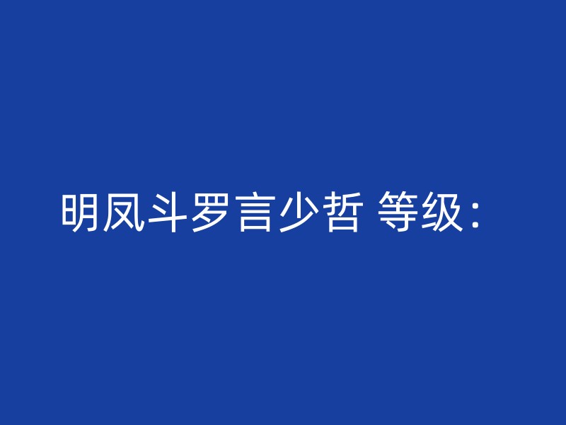 明凤斗罗言少哲 等级：