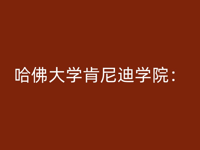 哈佛大学肯尼迪学院：