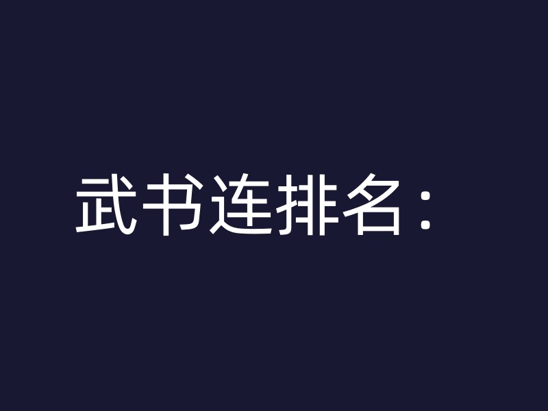 武书连排名：