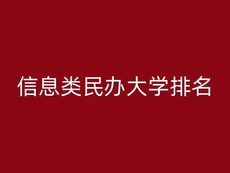 信息类民办大学排名