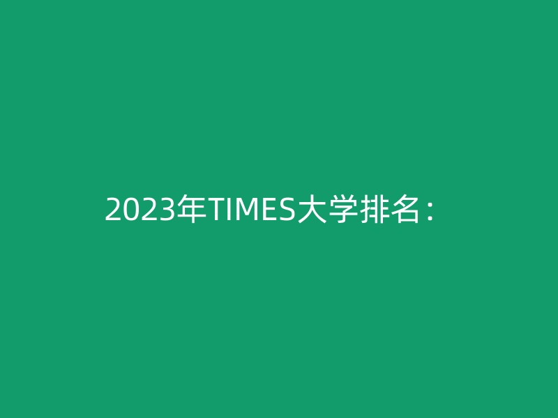 2023年TIMES大学排名：