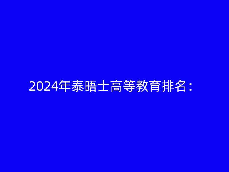 2024年泰晤士高等教育排名：