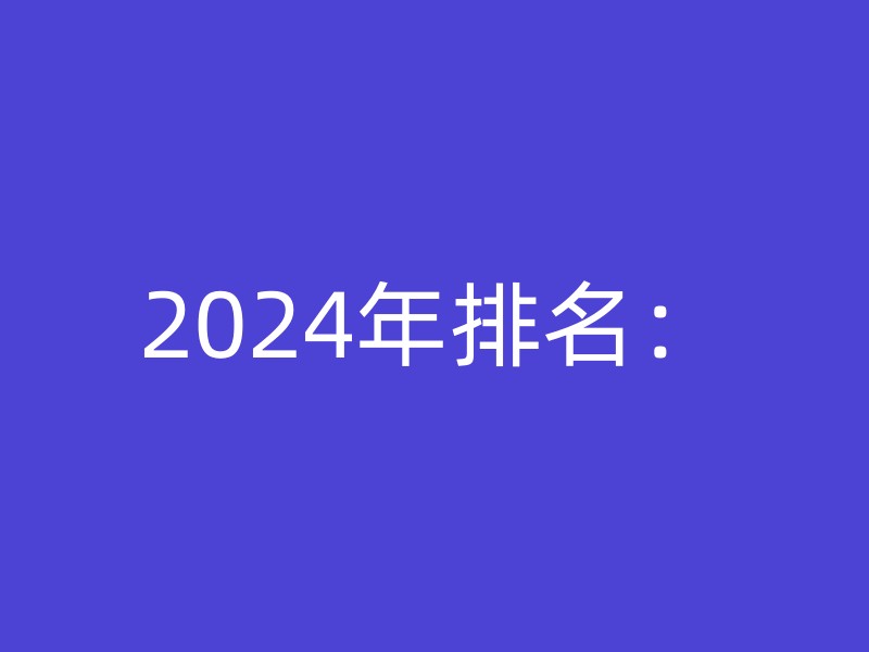 2024年排名：