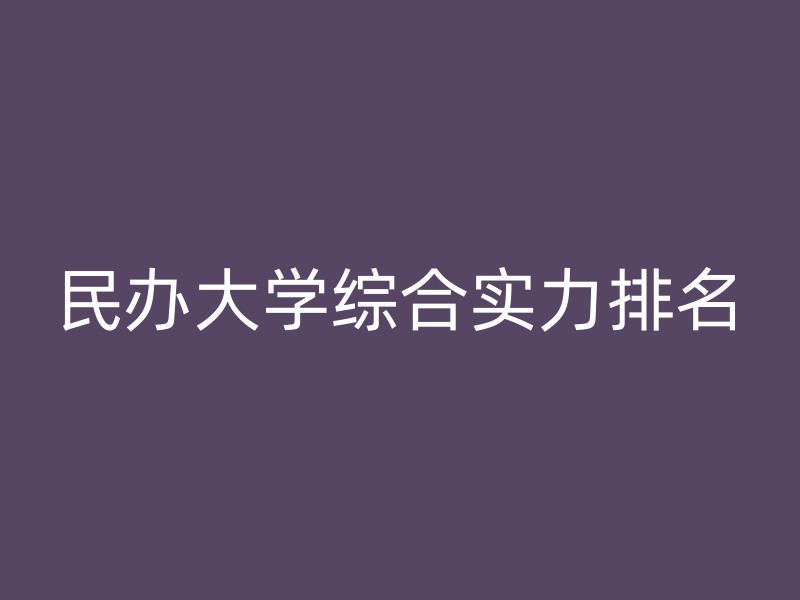 民办大学综合实力排名