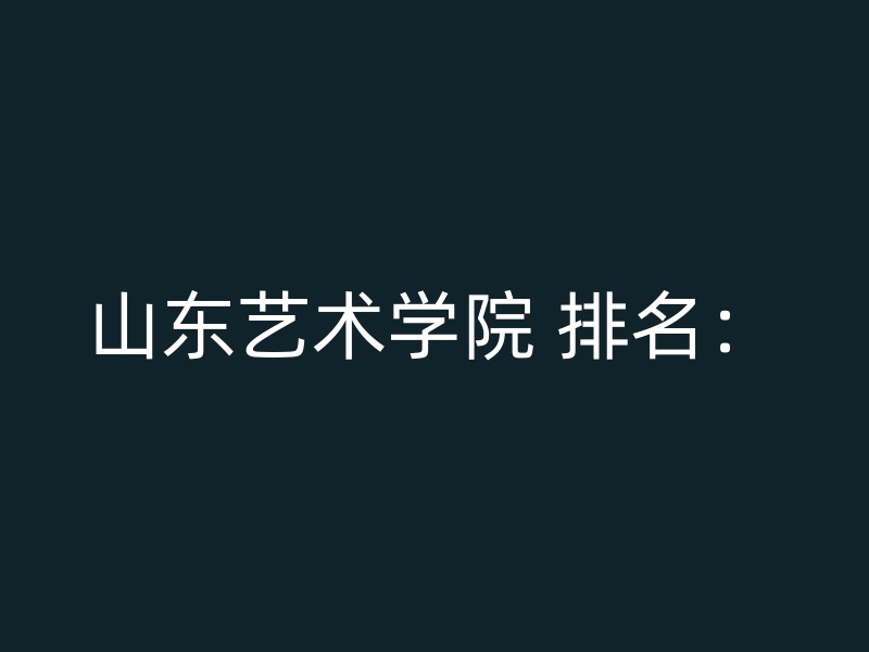 山东艺术学院 排名：