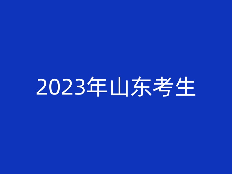 2023年山东考生