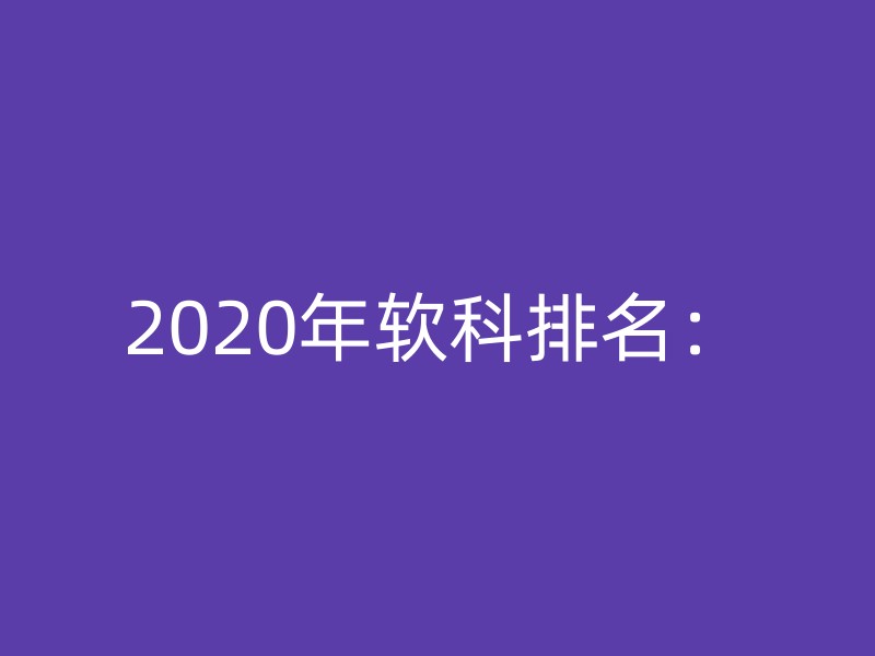 2020年软科排名：