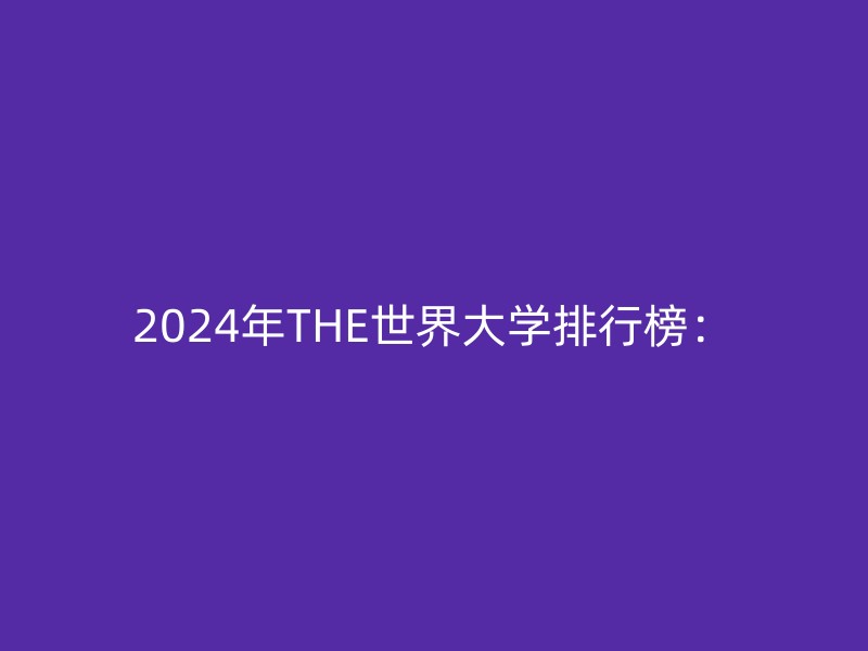 2024年THE世界大学排行榜：