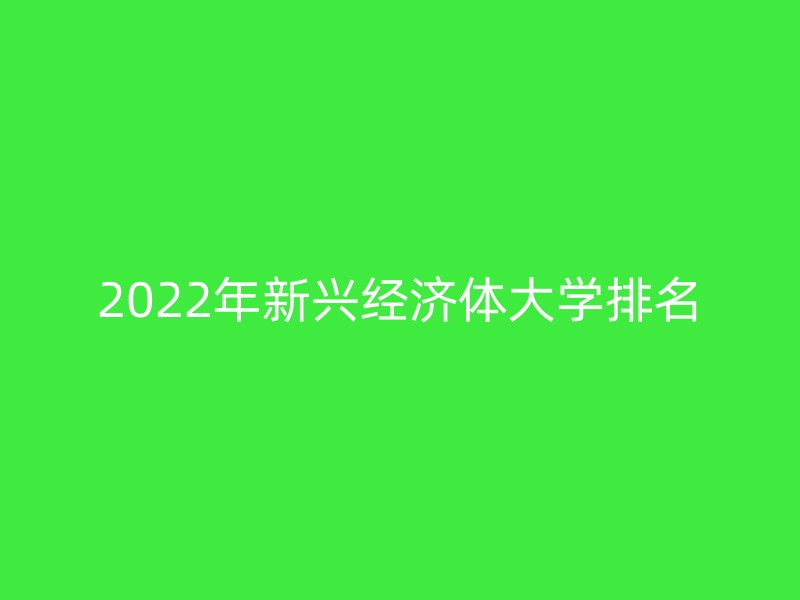 2022年新兴经济体大学排名