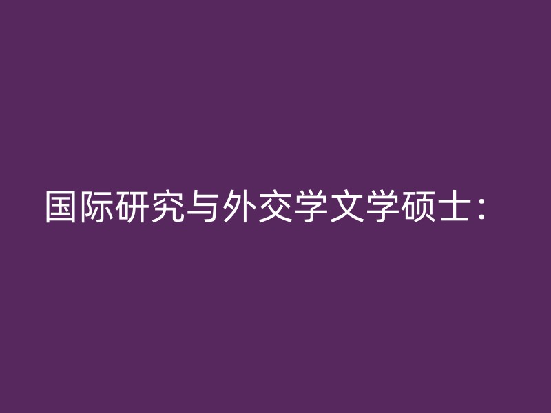 国际研究与外交学文学硕士：