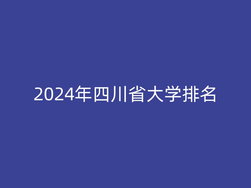 2024年四川省大学排名