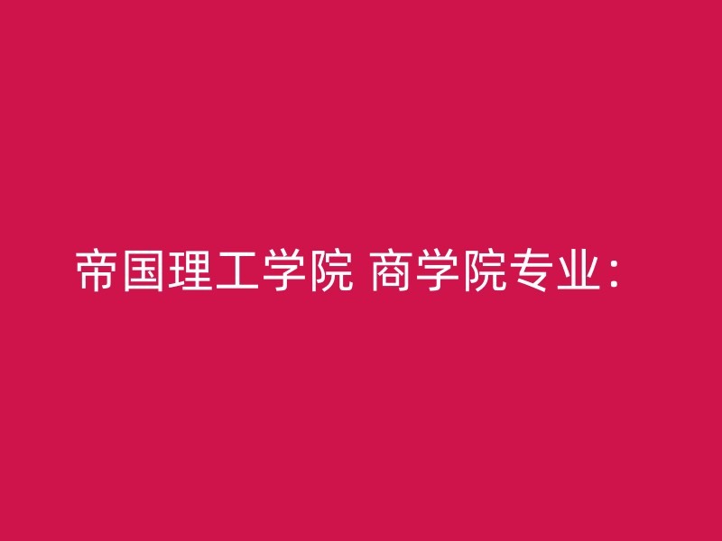 帝国理工学院 商学院专业：