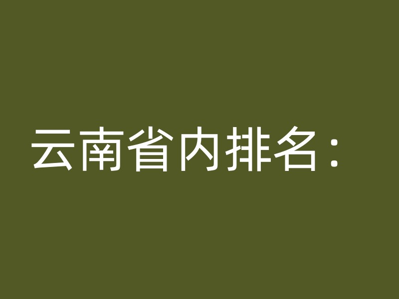 云南省内排名：