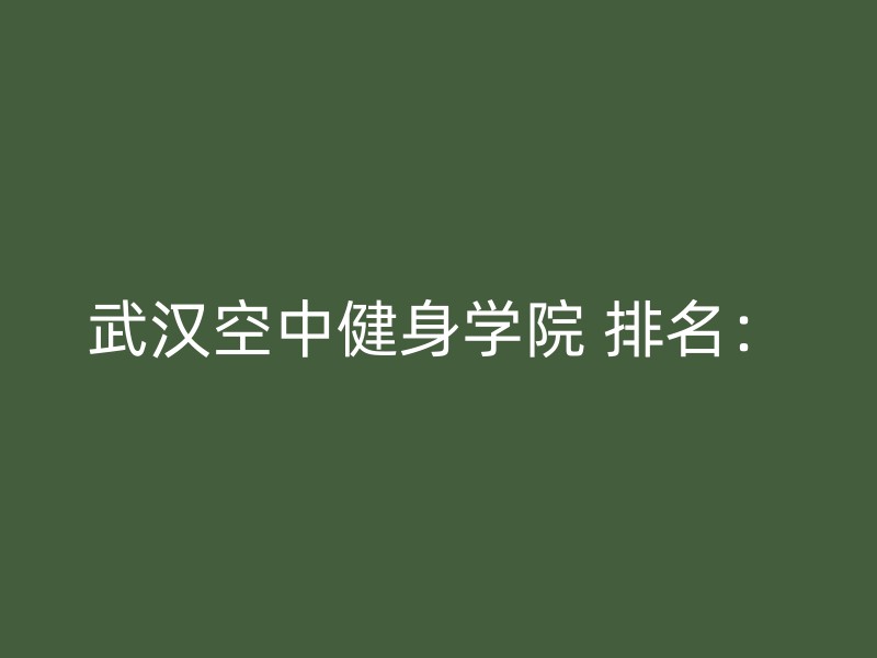 武汉空中健身学院 排名：