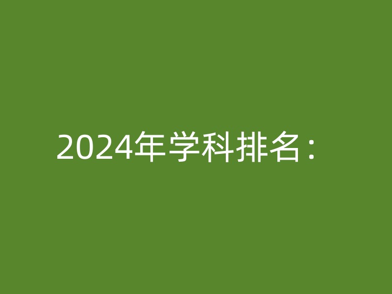 2024年学科排名：