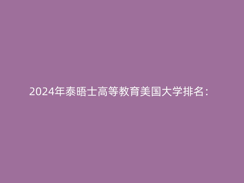 2024年泰晤士高等教育美国大学排名：