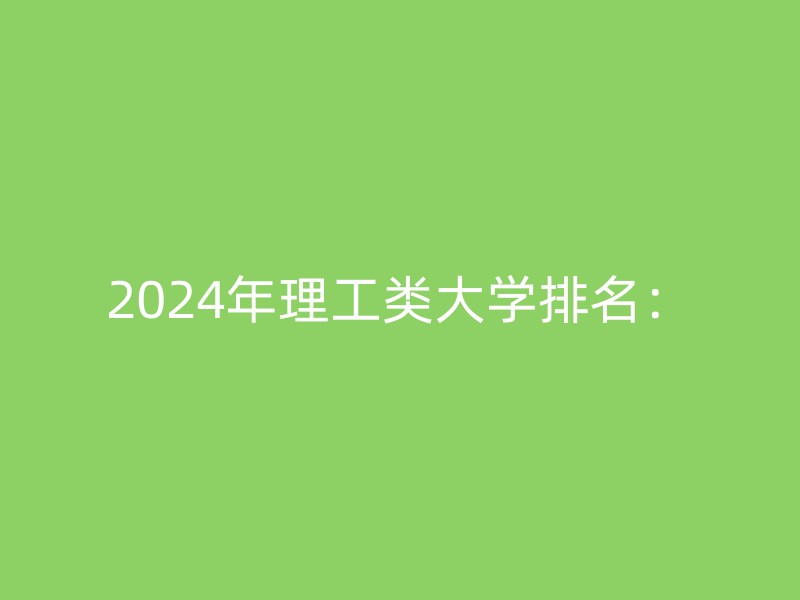 2024年理工类大学排名：