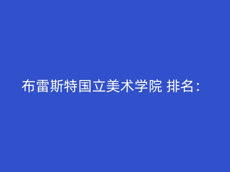 布雷斯特国立美术学院 排名：