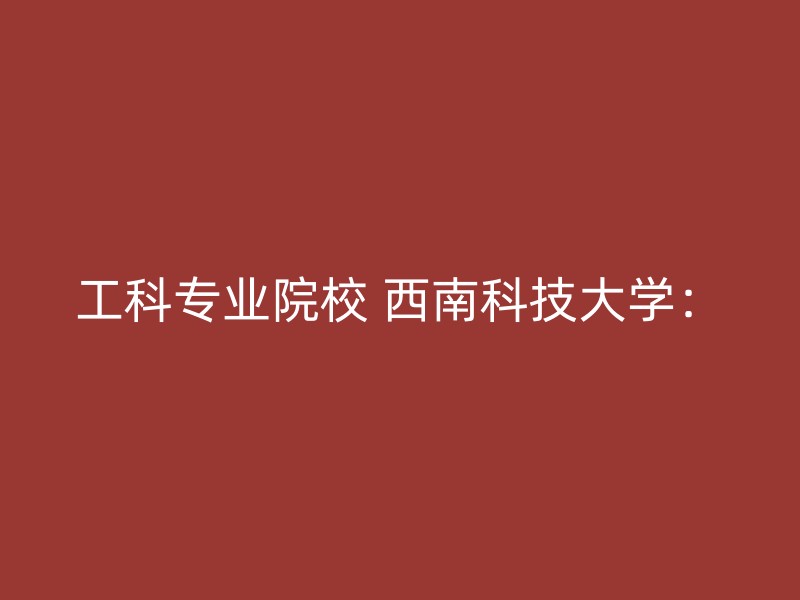 工科专业院校 西南科技大学：